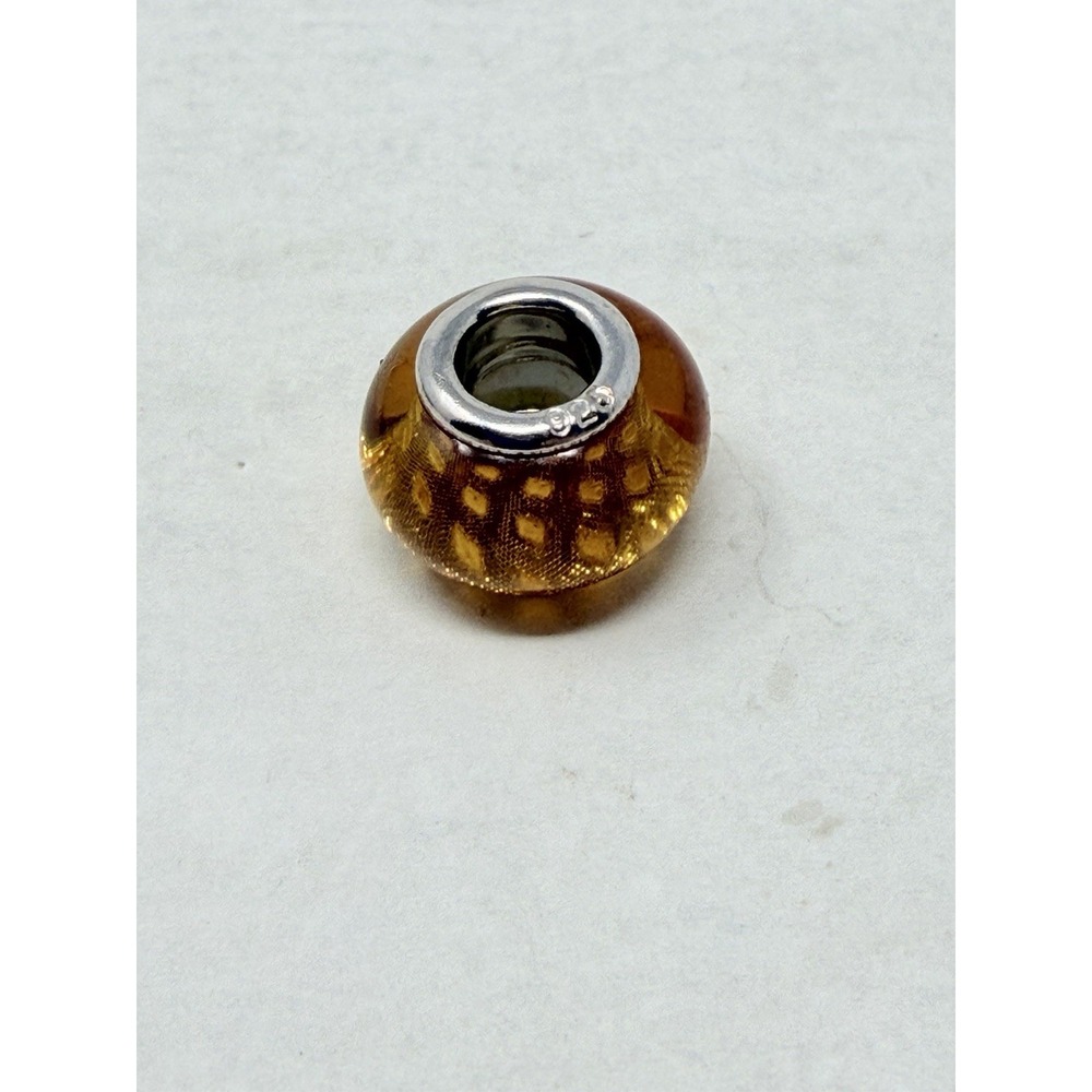 Shop LC CHARMES D'JOY Champagne Color Murano Style Charm in Sterling Silver 5684